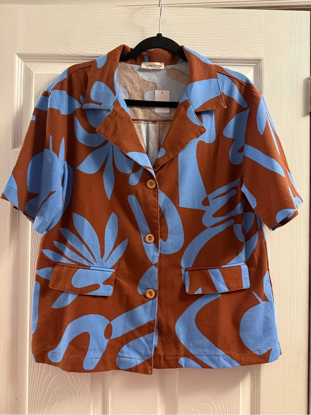 🆕 Carole Christian Linen Blend Matching Short Set Large